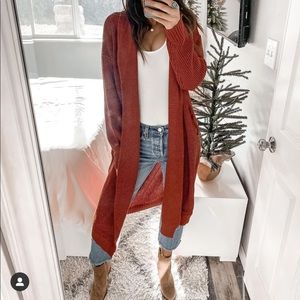 Rust duster cardigan